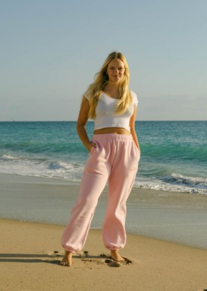 Pink Palm Puff Puff Women Sweatpants Pink | P-30625749