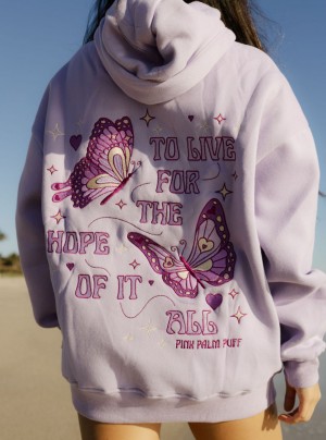 Pink Palm Puff To Live For the Hope of it All Women Hoodie Purple | P-06597439