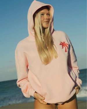 Pink Palm Puff To Live For the Hope of it All Women Hoodie Pink | P-91530829